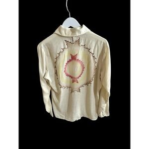 70's Vintage Chenille Shirt Embroidered Sz Medium/Large Bohemian Sun